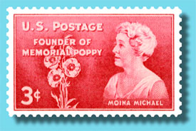 Commemorative stamp of Moina Michael. Image Credit: Digital Library of Georgia