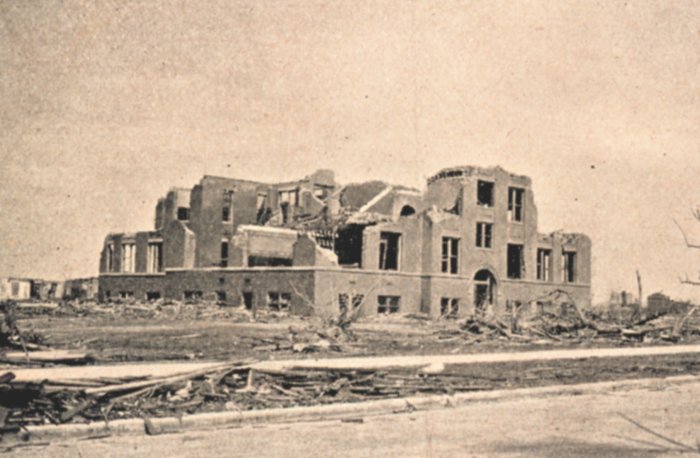 Ruins of the Longfellow School where 17 children were killed. The storm hit the school at about 2:30 p.m. Photo Credit: National Oceanic & Atmospheric Administration