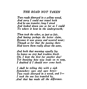 the decision on which path to take in the road not taken by robert frost The poem depicts the agony of a decision making and the rewards of forging your own path road not taken by robert frost robert frost's the road not taken. the decision on which path to take in the road not taken by robert frost The poem depicts the agony of a decision making and the rewards of forging your own path road not taken by robert frost robert frost's the road not taken.