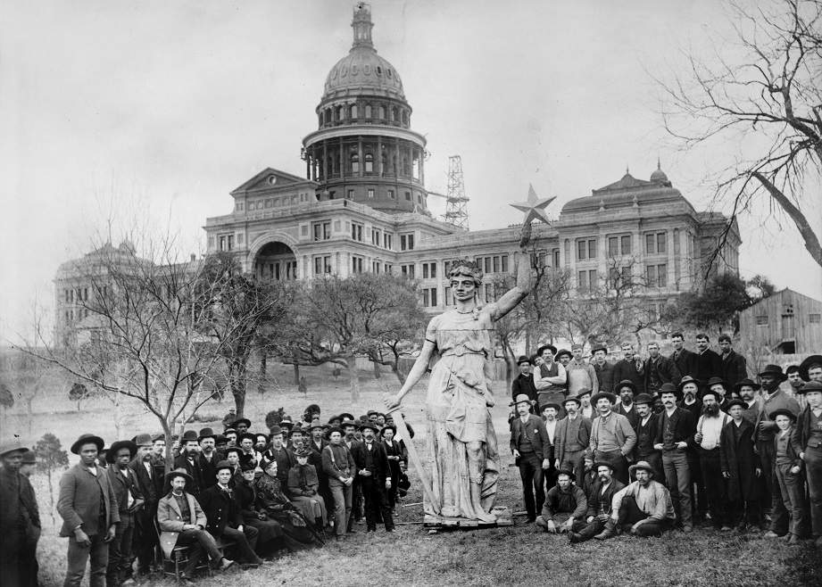 The Goddess of Liberty on the Texas State Capitol Grounds, 1888